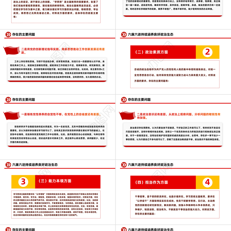 主题教育个人党性分析报告PPT红色精美年度党员党性剖析对照检查模板
