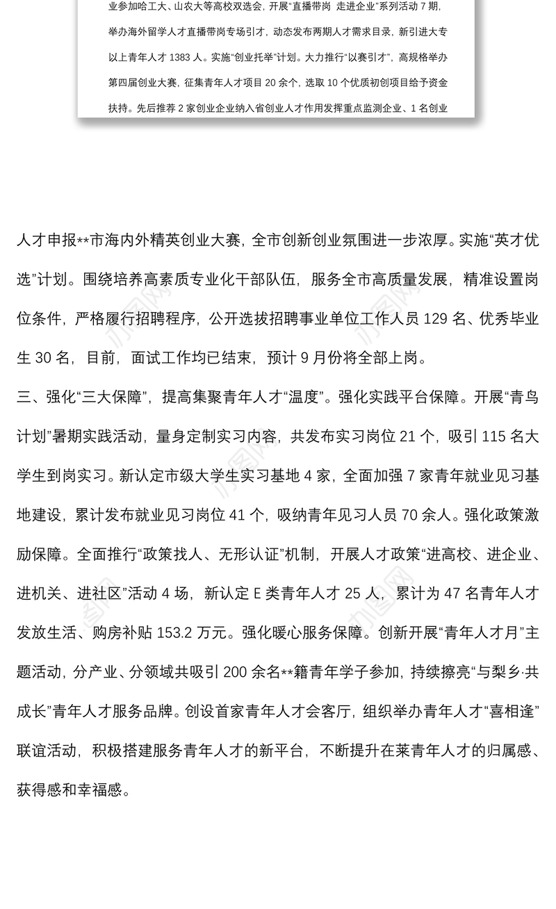 青年人才队伍建设工作汇报