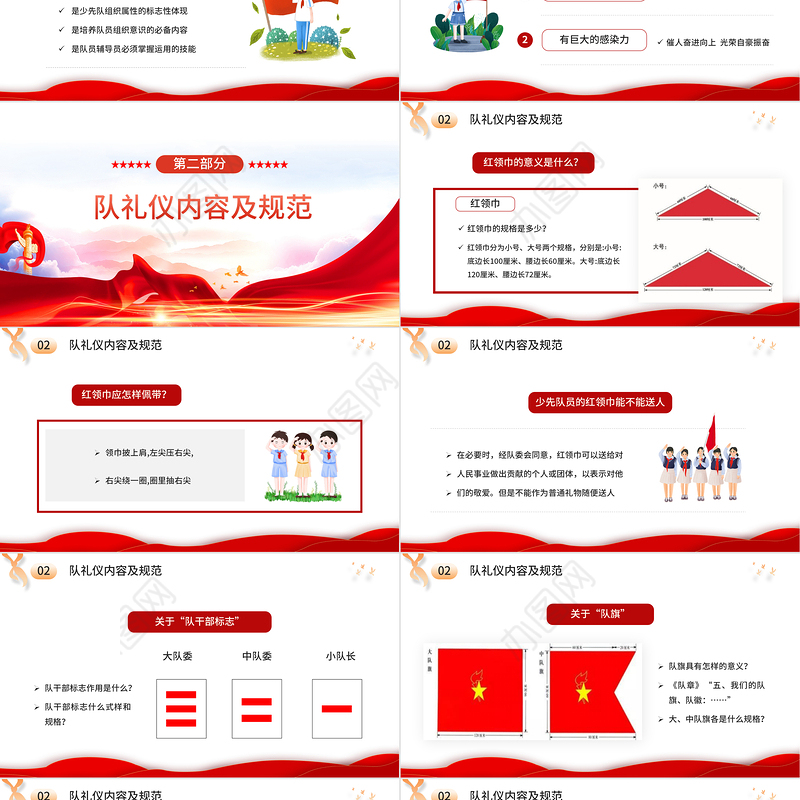 争做时代好少年PPT大气卡通风中国少年先锋队少先队员队礼规范主题课件模板