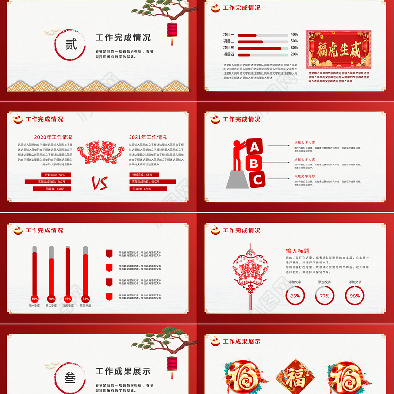 2022工作总结PPT虎年红色中国风年终工作汇报述职报告新年工作计划模板