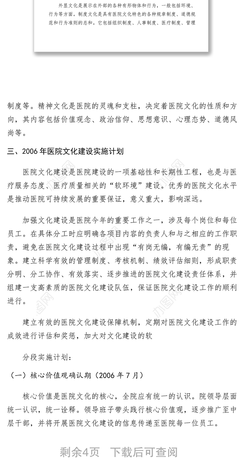 2021【工作方案】人民医院文化建设方案及计划