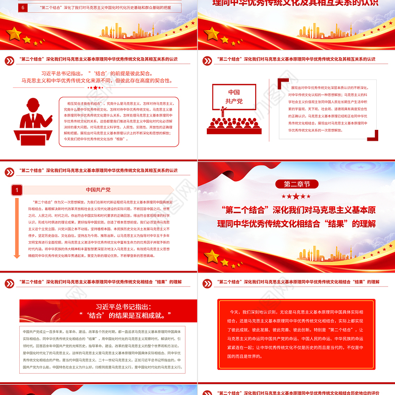 2023“第二个结合”是又一次的思想解放PPT大气精美风党员干部学习教育专题党课课件