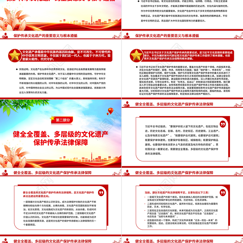 牢筑文化遗产保护传承的法治保障PPT党建风深入理解文化遗产保护传承的重大意义课件