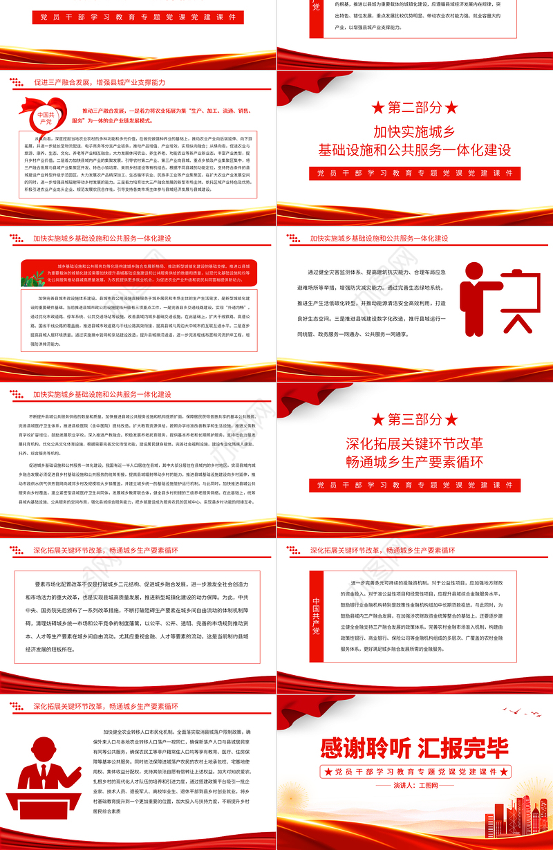 2022构建城乡融合发展新格局推进以县城为重要载体的城镇化建设PPT党建风党员干部学习教育专题党课党建课件