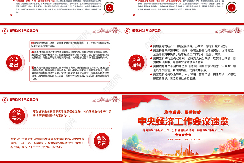 中央经济工作会议PPT大气华美总结2025年经济工作部署2026年经济工作课件
