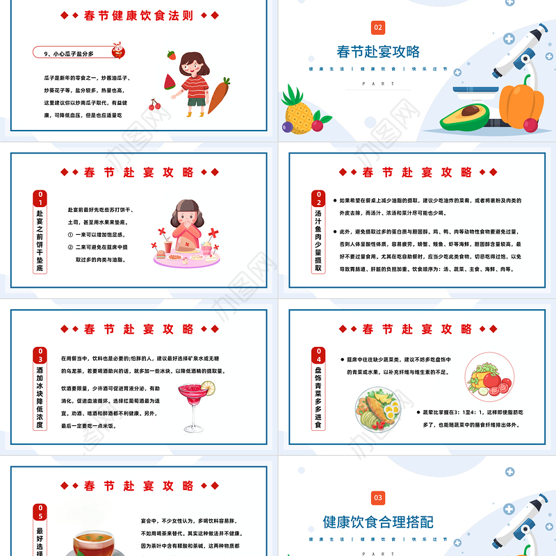 2023春节健康饮食PPT春节健康饮食知识介绍课件模板