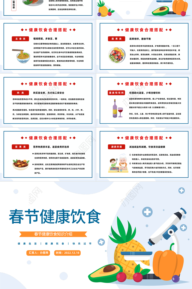 2023春节健康饮食PPT春节健康饮食知识介绍课件模板