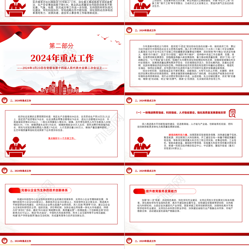 一文读懂2024安徽省政府工作报告PPT大气简洁政府工作汇报党课