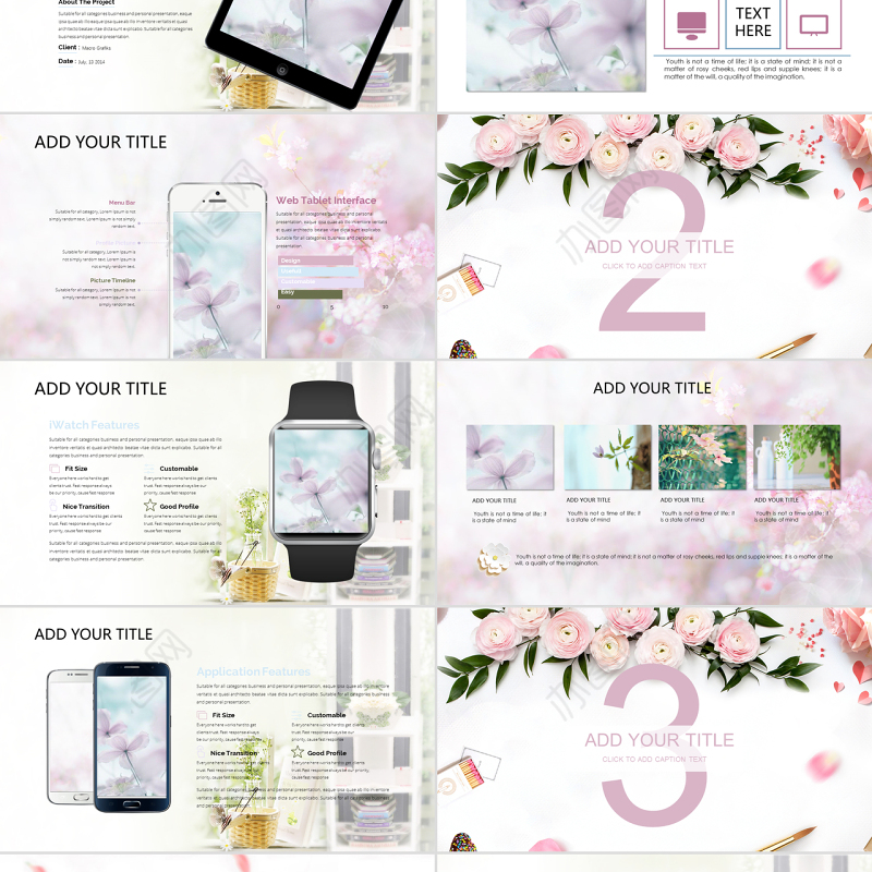 玫瑰花语小清新工作总结汇报模板