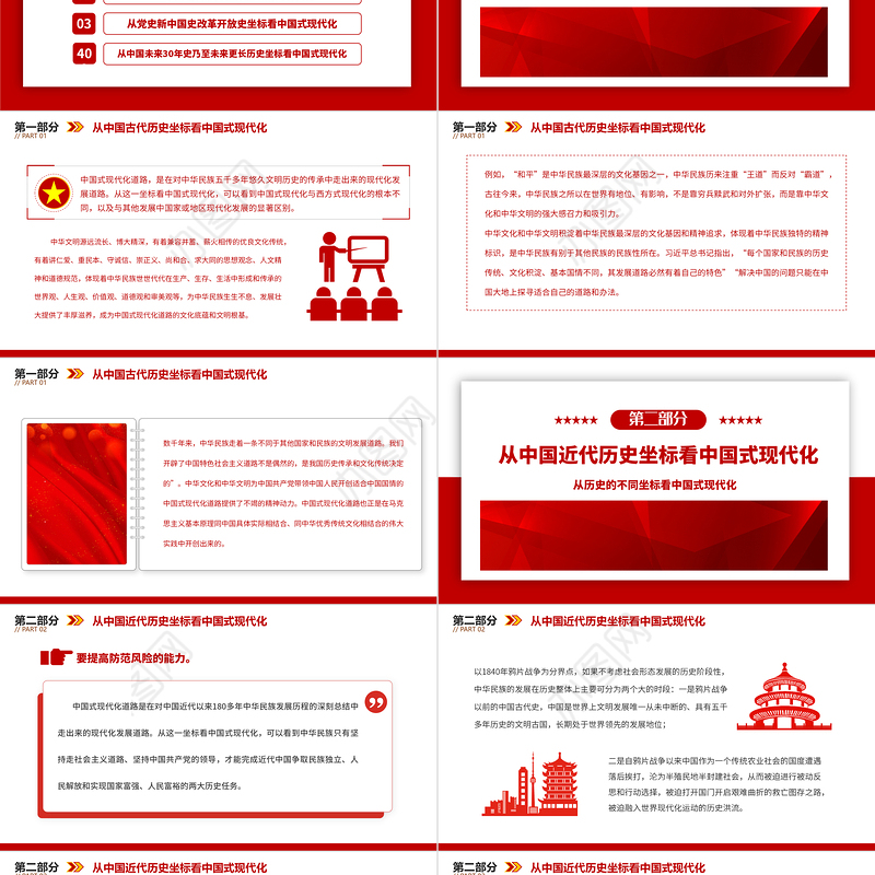 2023从历史的不同坐标看中国式现代化PPT大气精美风党员干部学习教育专题党课课件