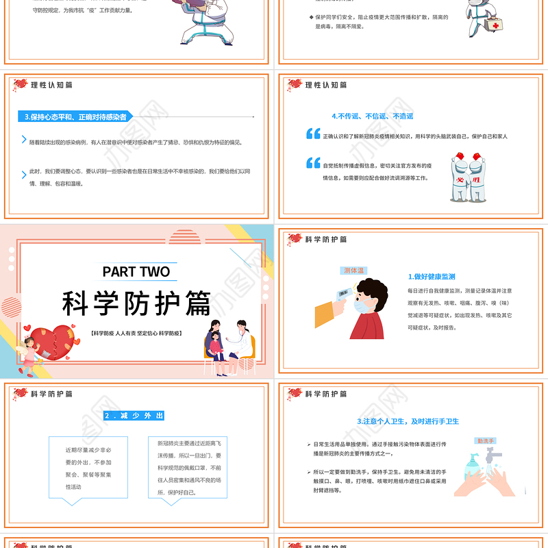 2022疫情居家科学防疫PPT简洁风科学防疫人人有责疫情专题课件模板