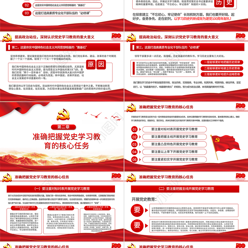 2021党史学习教育动员大会PPT建党100周年学党史专题教育PPT模板