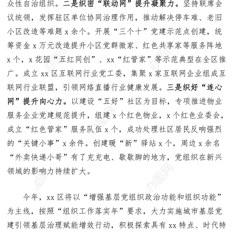 高质量党建引领城市基层治理典型工作经验材料汇报总结报告