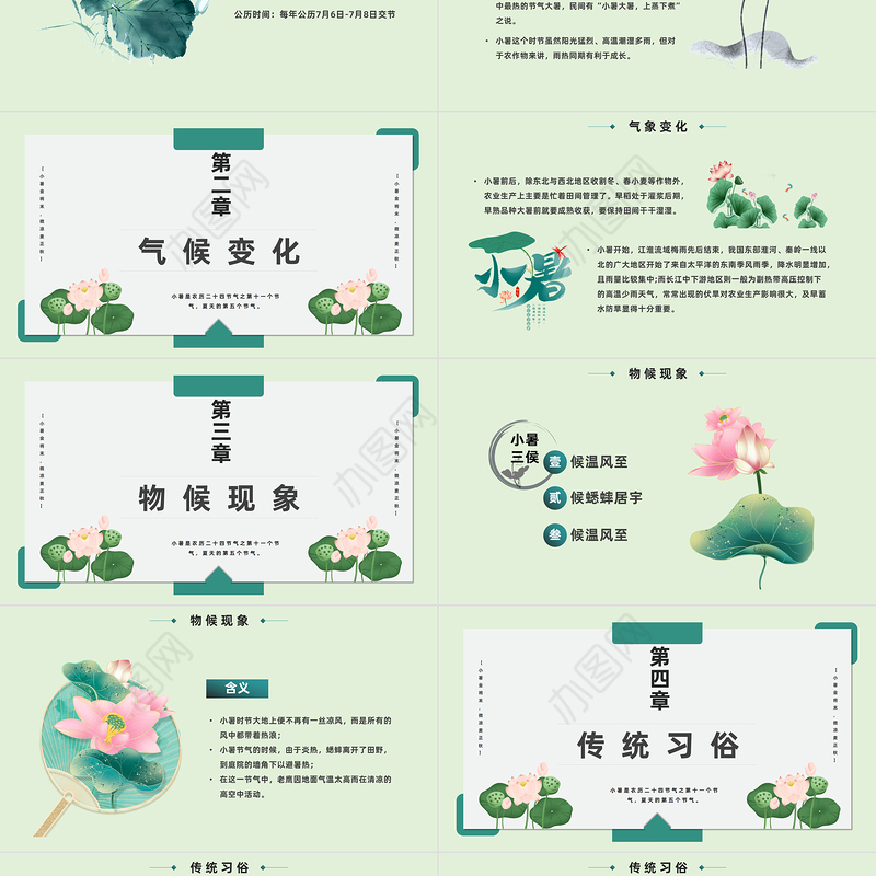 2023二十四节气之小暑PPT中国风中国传统节气二十四节气之小暑专题课件模板