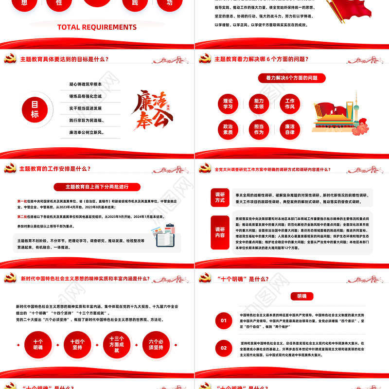 2023主题教育知识点PPT学思想强党性重实践建新功知识应知应会课件模板下载