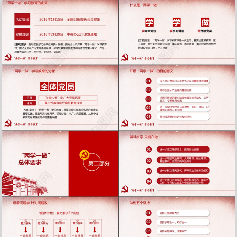 红色两学一做党课讲稿ppt