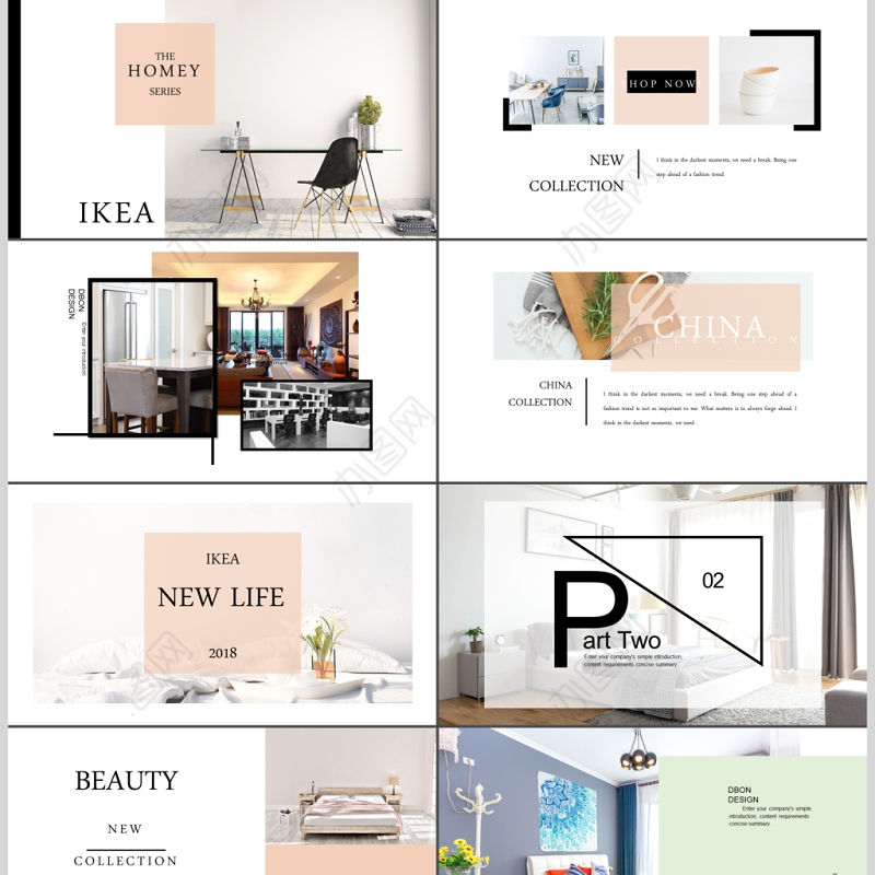 2017宜家简洁室内设计ppt模板