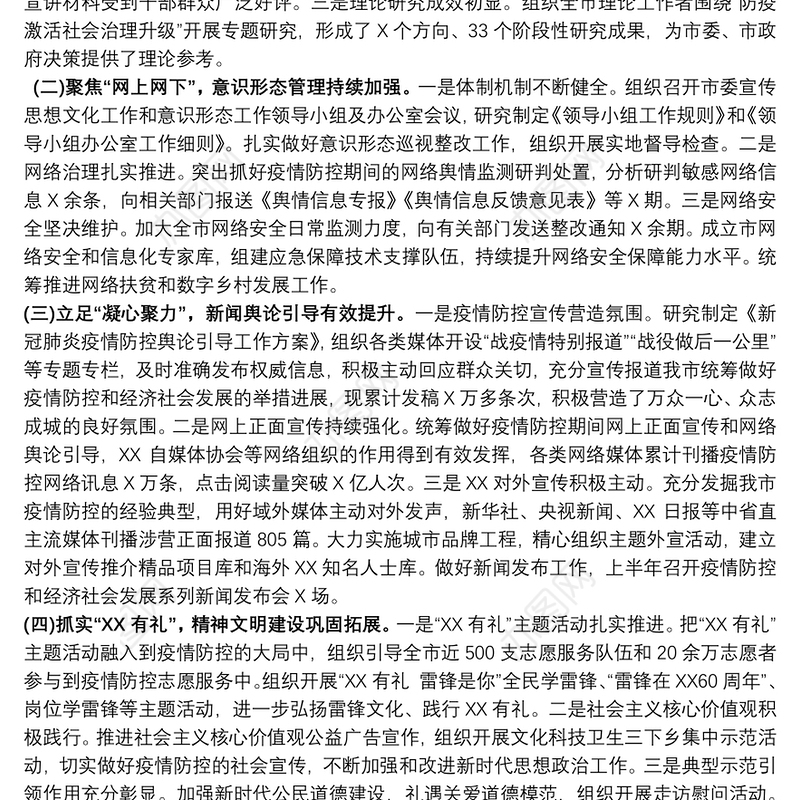 市宣传部上半年宣传及意识形态工作总结