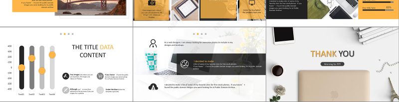 纯净黄白文艺范通用PPT模板