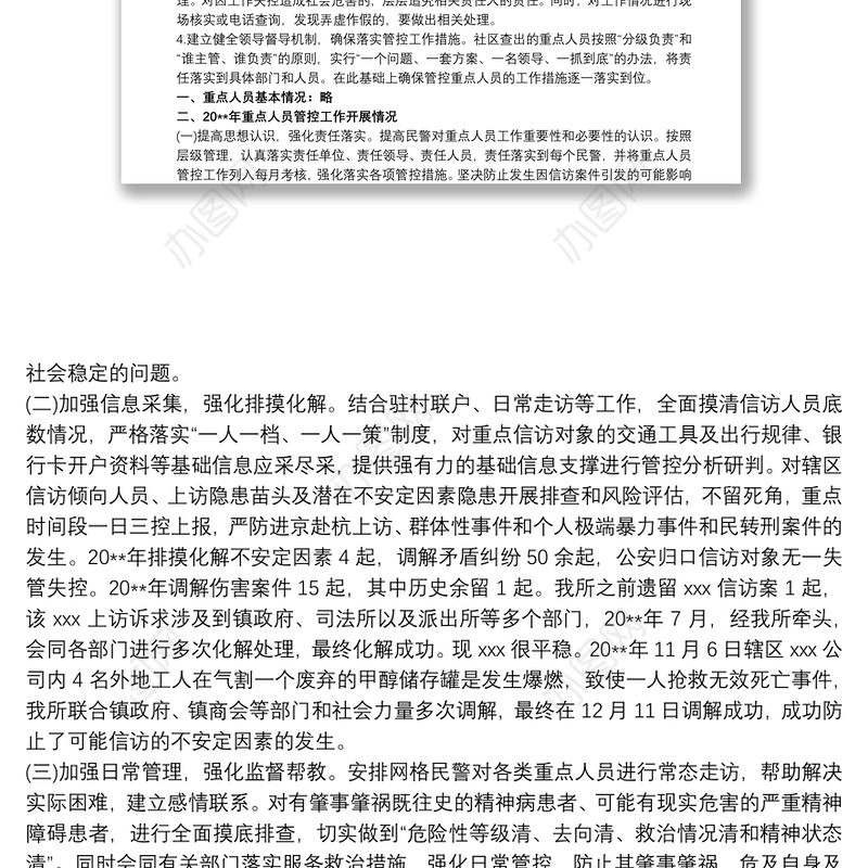 2021公安派出所重点人员管控总结材料 其他工作总结范文3篇