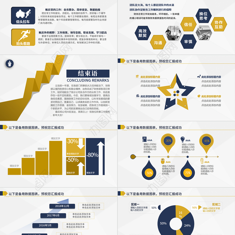 2023蓝色大气财务部工作总结ppt