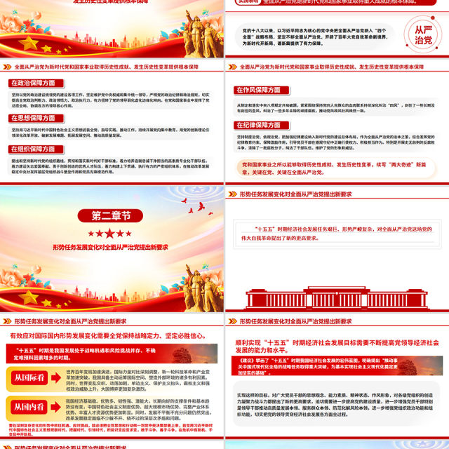 简洁大气持之以恒推进全面从严治党PPT红色精美二十届四中全会党课课件