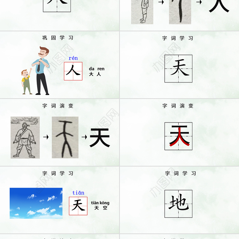 人教版小学一年级语文上册第一章识字（一）：天地人（含配套教案）课件PPT