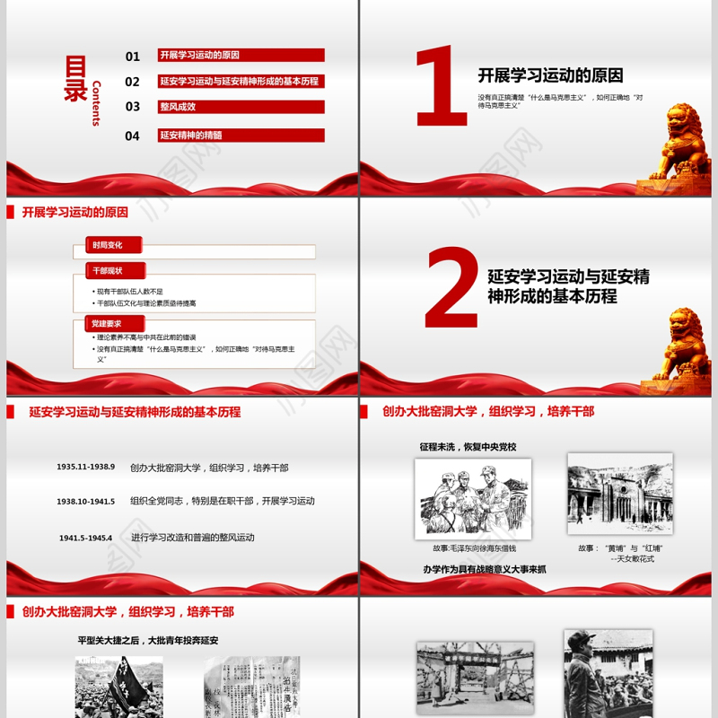 延安精神微党课PPT模板