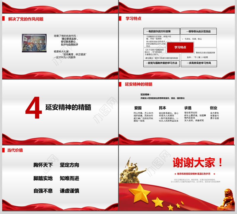 延安精神微党课PPT模板