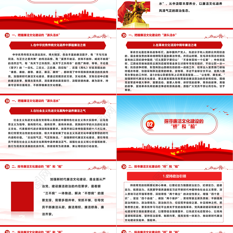 推动加强新时代廉洁文化建设ppt红色党政全面从严治党专题党课课件