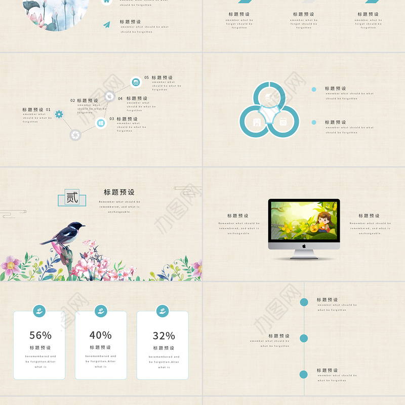 创意文艺清新复古课件教育培训通用PPT模板