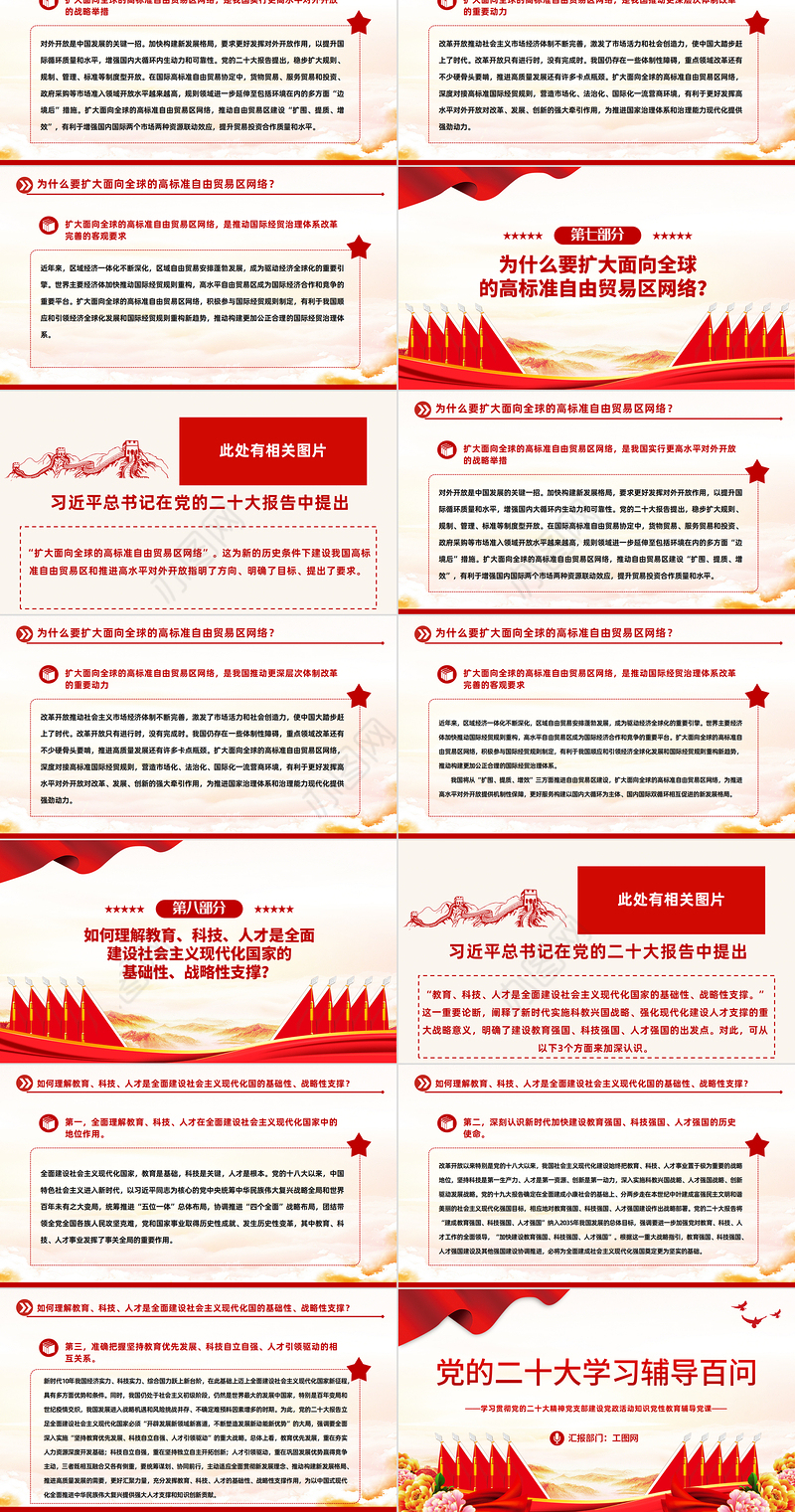 2023大会报告辅导百问（第38—45问）关于中国式现代化PPT大气精美风党员干部学习教育专题党课课件模板