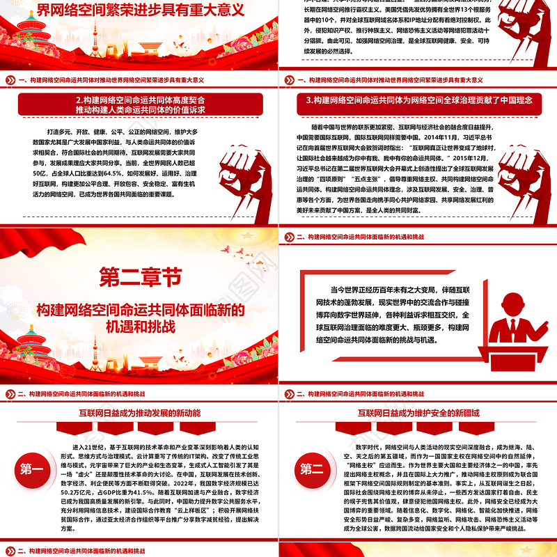 齐心推进构建网络空间命运共同体开创新局面ppt大气经典网络空间命运共同体党组织课件