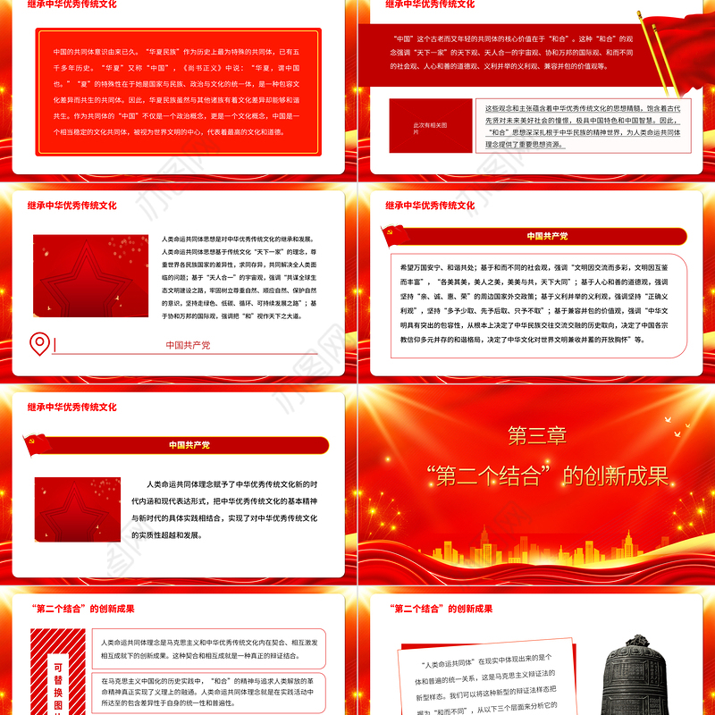 2023人类命运共同体理念是“第二个结合”的创新成果PPT大气精美风党员干部学习教育专题党课课件