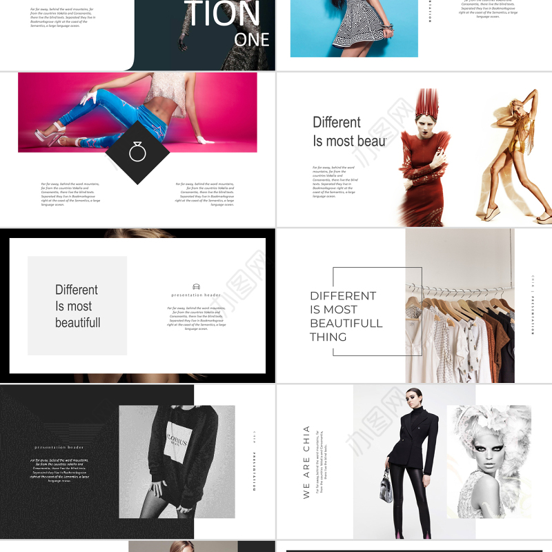 时尚风格奢侈时装潮流品牌宣传ppt模板