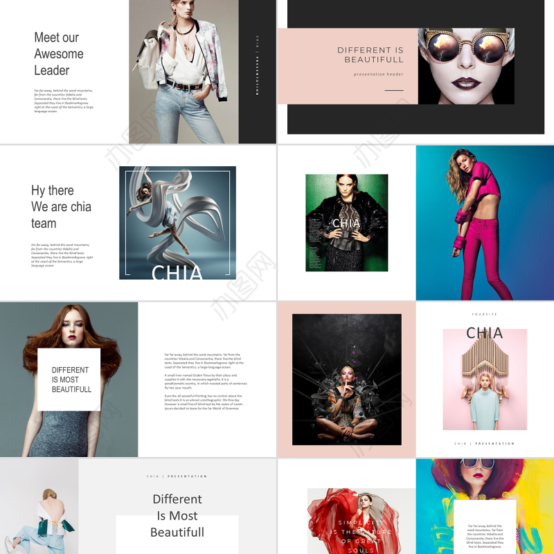 时尚风格奢侈时装潮流品牌宣传ppt模板