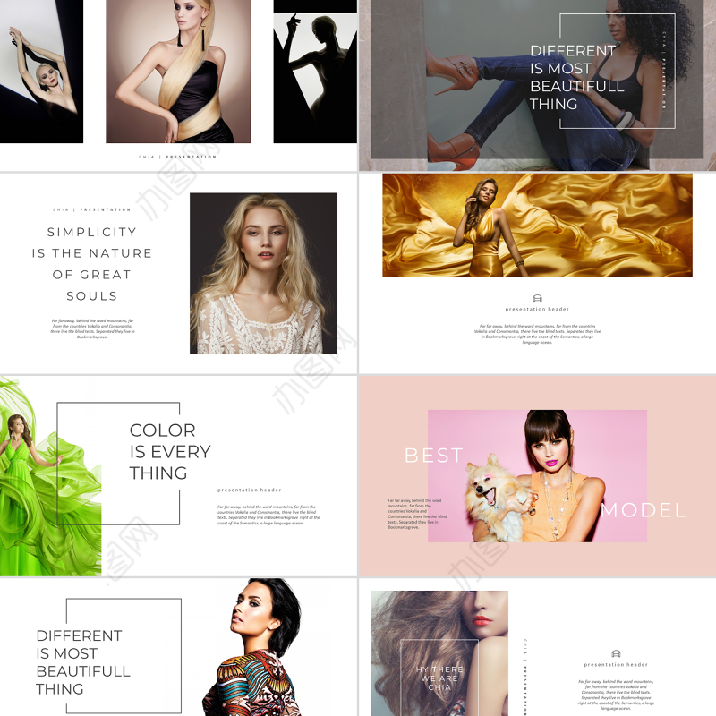 时尚风格奢侈时装潮流品牌宣传ppt模板