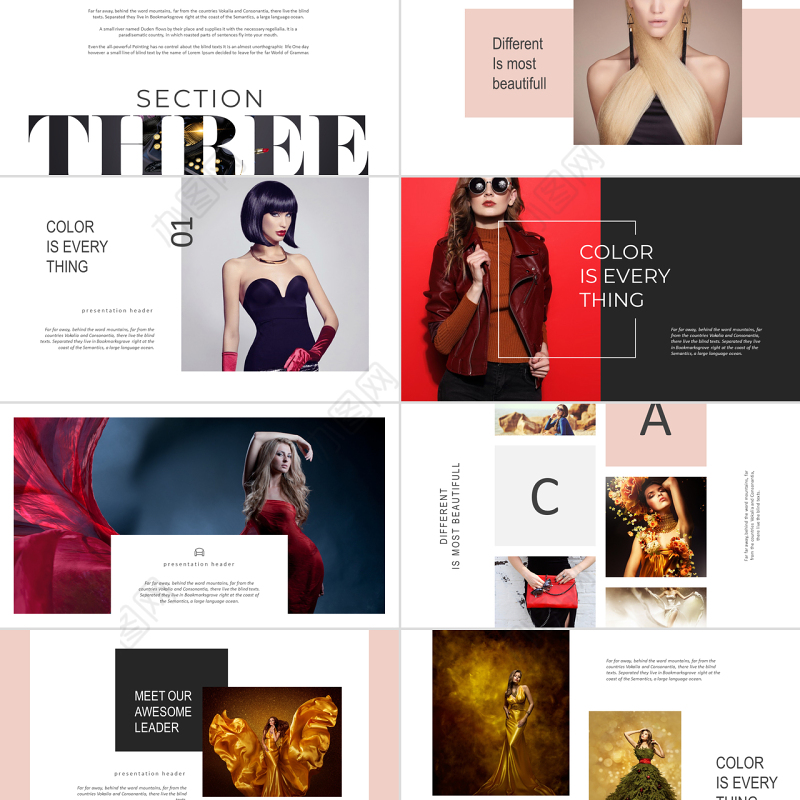 时尚风格奢侈时装潮流品牌宣传ppt模板