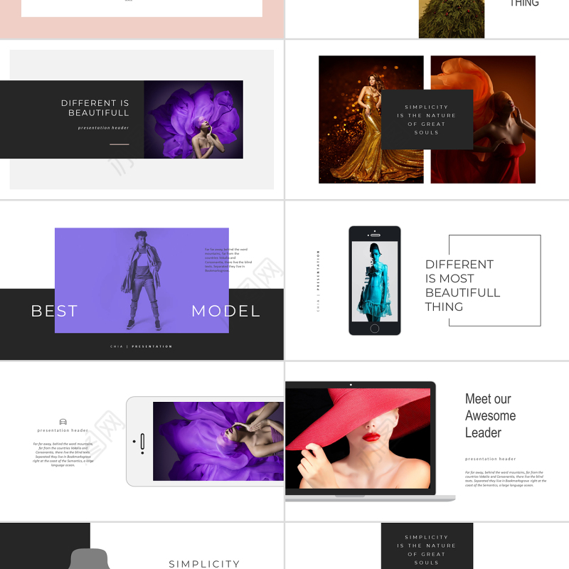 时尚风格奢侈时装潮流品牌宣传ppt模板