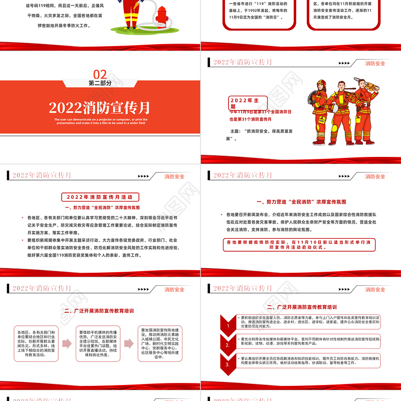 2022年消防宣传月抓消防安全保高质量发展课件模板