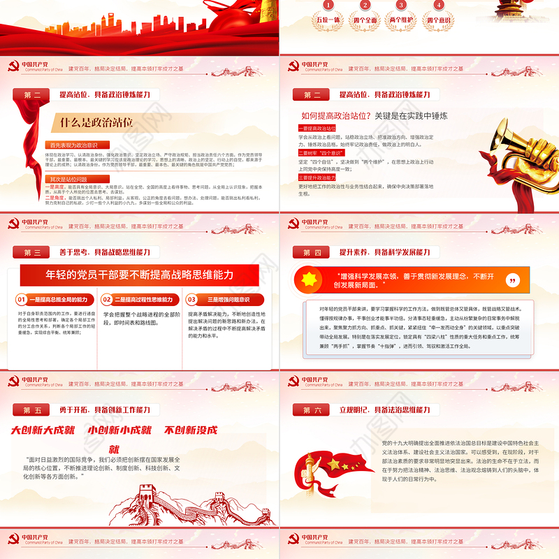 党史学习教育专题党课PPT红色党建风七一建党党员教育培训专题课件模板