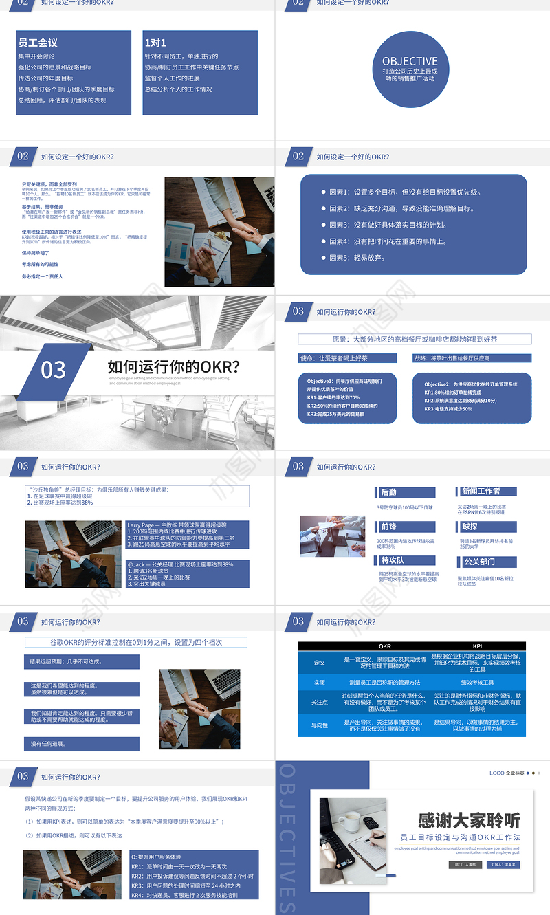OKR工作法PPT简约清新员工目标设定与沟通OKR工作法PPT