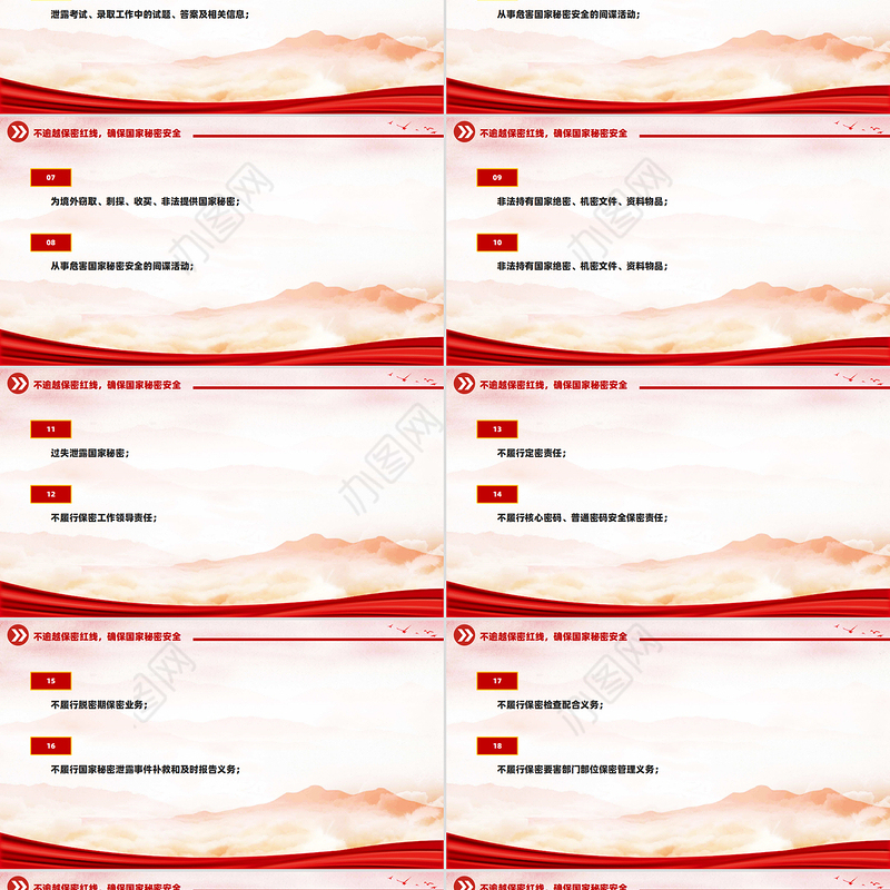 红色大气50条不可逾越的保密红线保密知识PPT课件下载