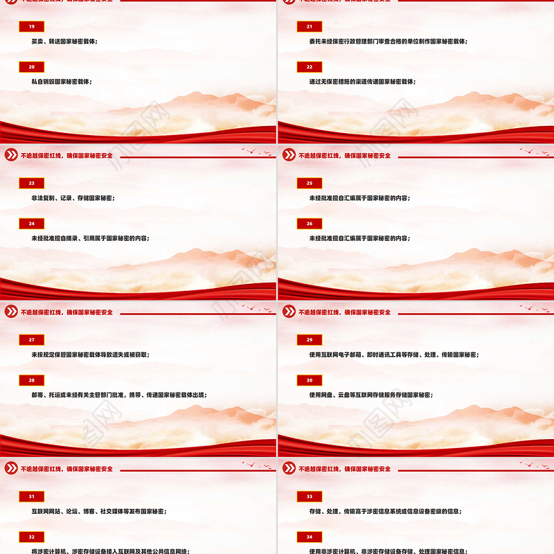 红色大气50条不可逾越的保密红线保密知识PPT课件下载
