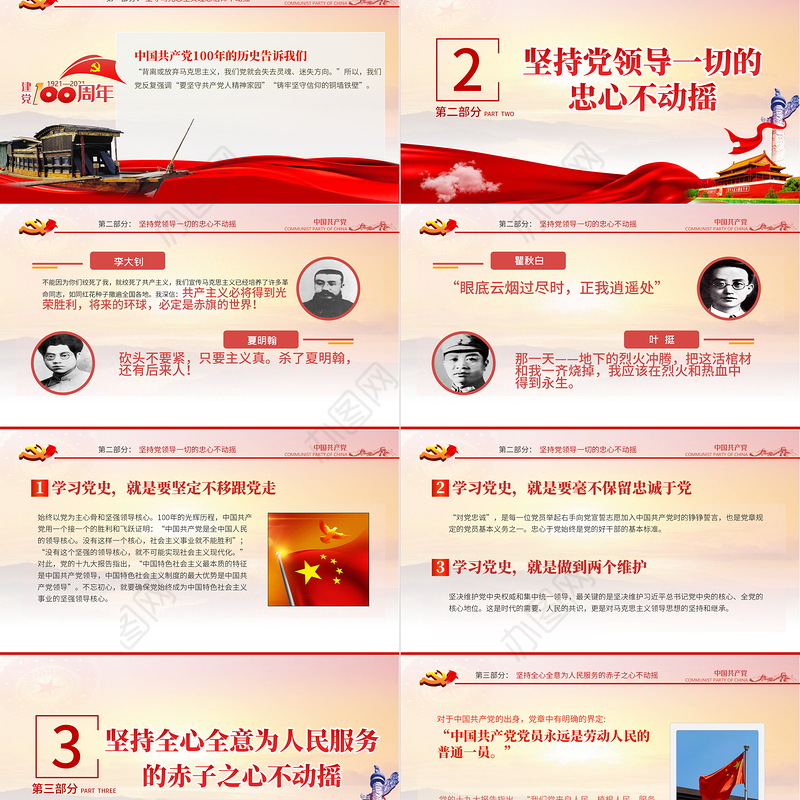 2021坚定五个不动摇专题党课PPT庆祝建党一百周年专题党课党史学习教育专题辅导模板