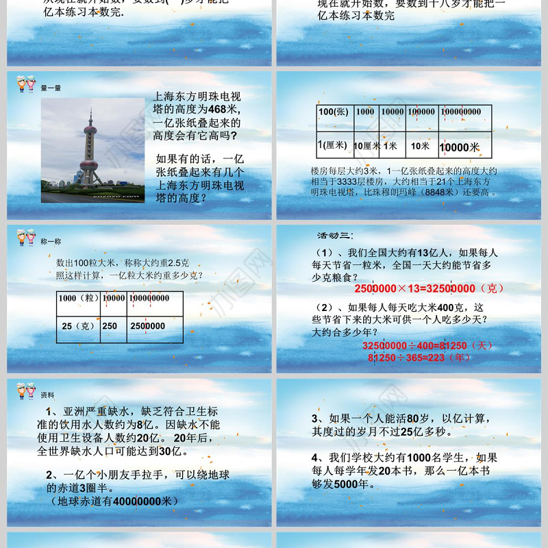  人教版数学小学四年级下册课件一亿有多大PPT模板.small