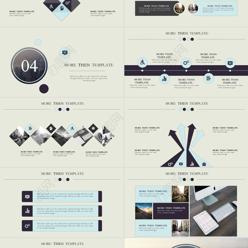 细线圈与圆的创意封面扁平化工作总结报告ppt模板