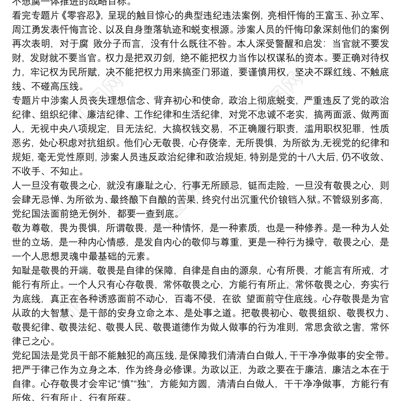 零容忍观后感1000字范文锦集五篇