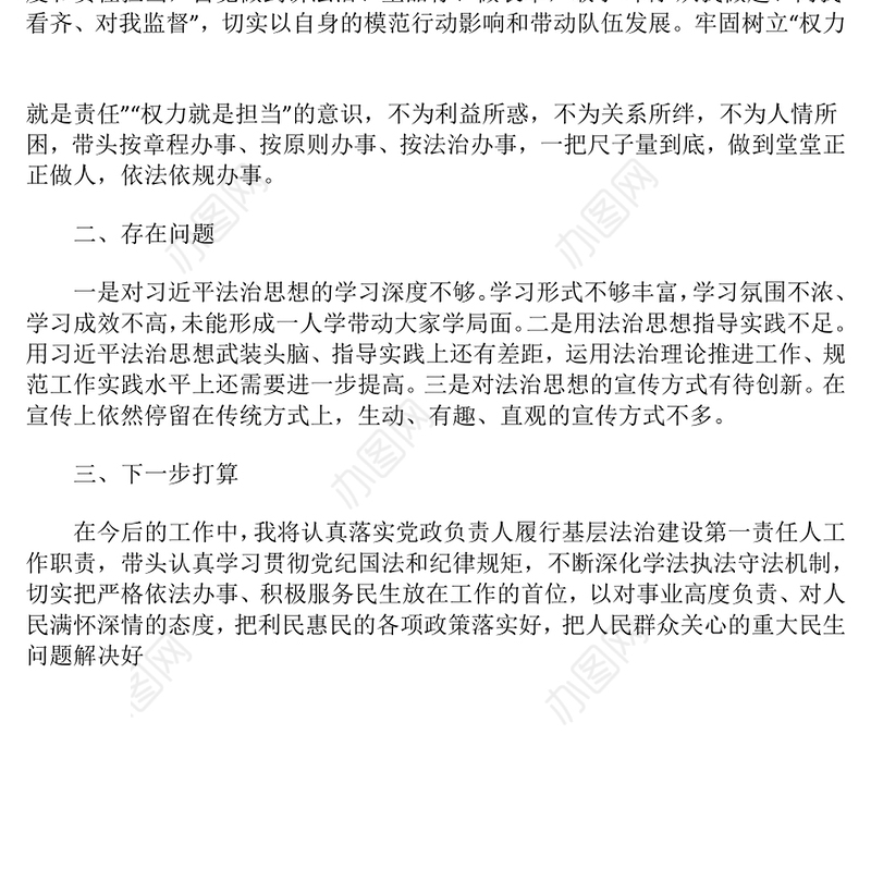 2024年主要负责人个人述法报告