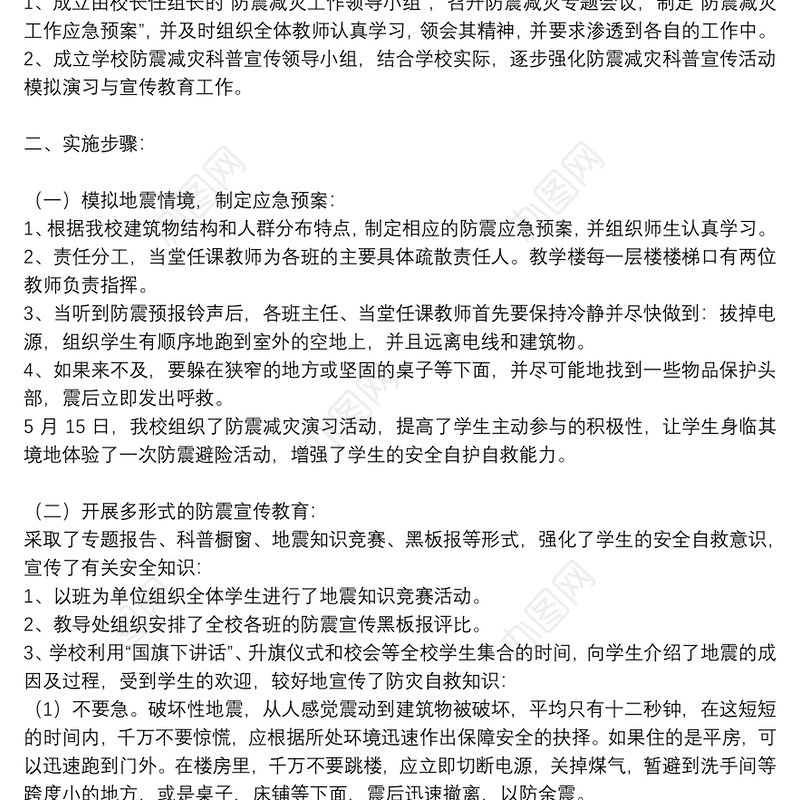 学校地震演练2021精选工作开展情况总结通用多篇